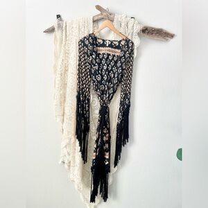SPELL | Vintage Bohemian Royale Charcoal Fringe Kimono OS